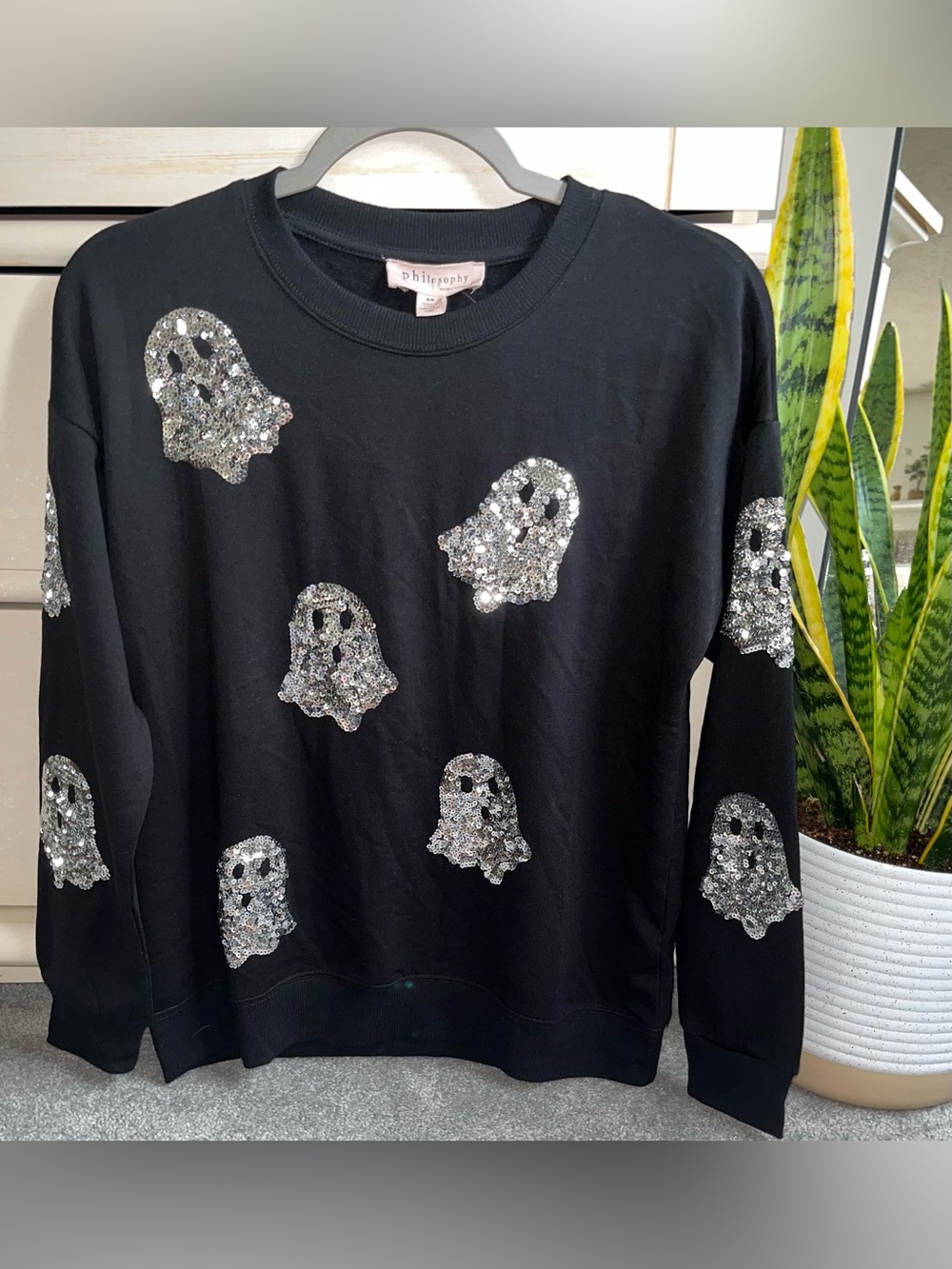 NWT  Philosophy Halloween Ghost Sweater S/P Slightly Oversized